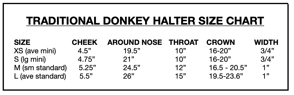 Custom Donkey Halter Traditional, M, L, Patterns - Halter All