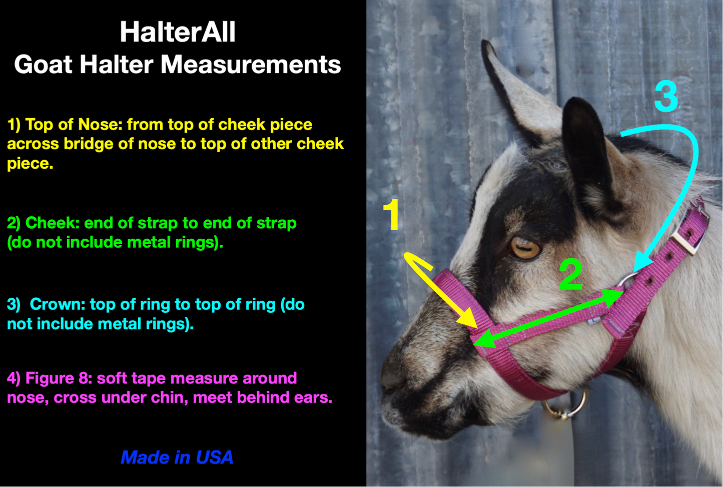 Goat Halter Figure 8, XL, XL Buck, Solid Colors
