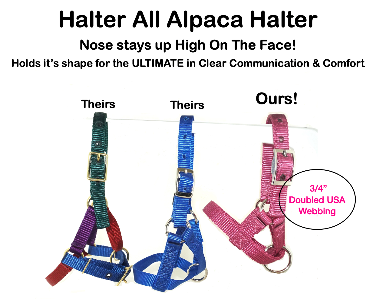 Alpaca Halter Figure 8, Sizes S, M, L, Solid Colors