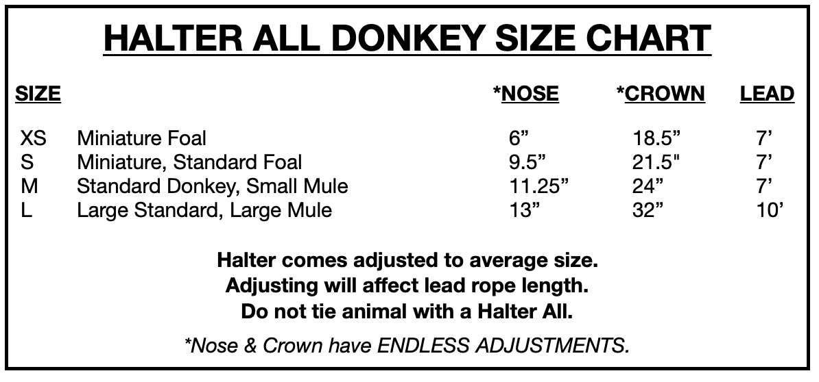 Donkey Halter All, XS, S, M, Solid Colors