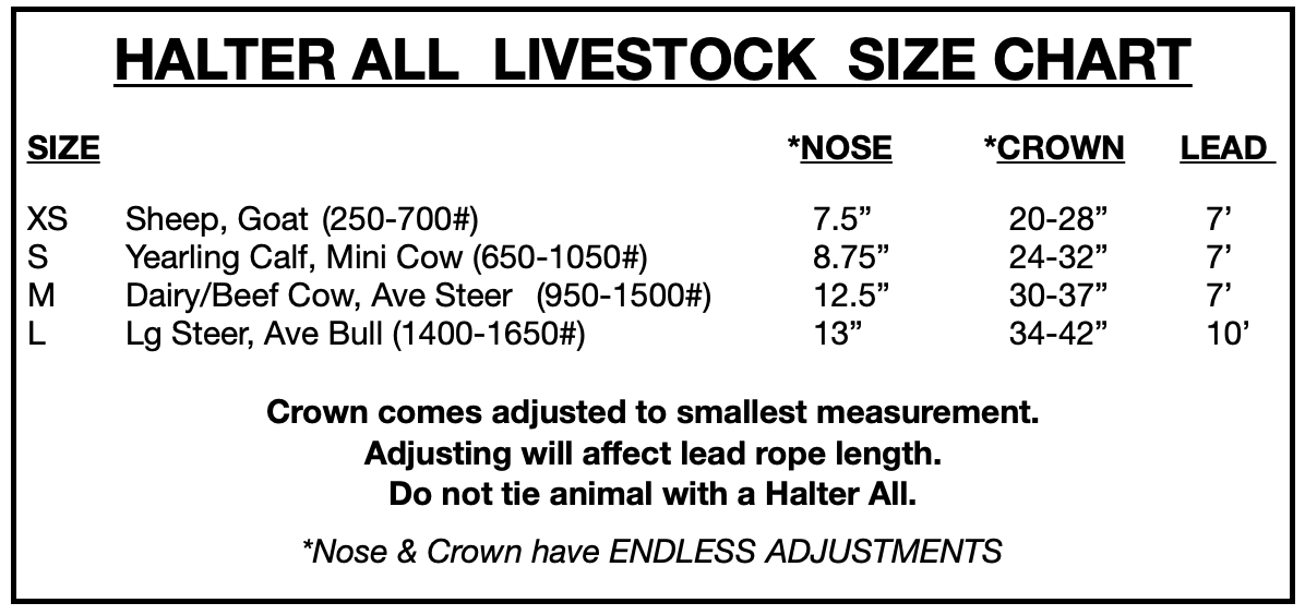 Livestock Halter All, XS, S, M, Patterns