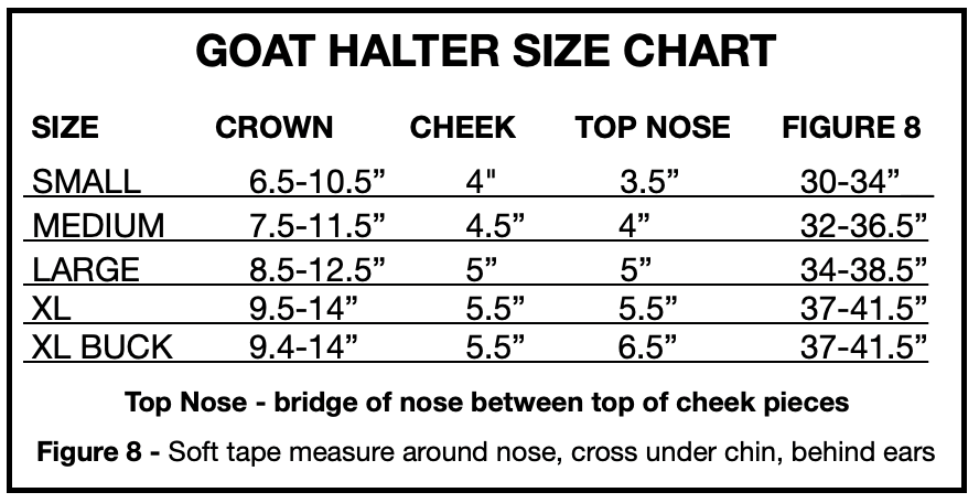 Goat Halter Figure 8, S, M, L, Solid Colors