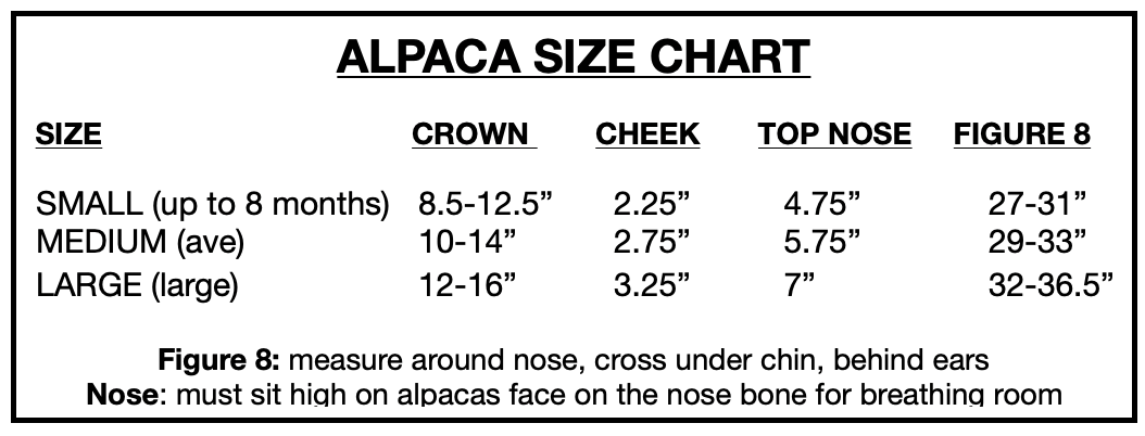Alpaca Halter Figure 8, Sizes S, M, L, Patterns