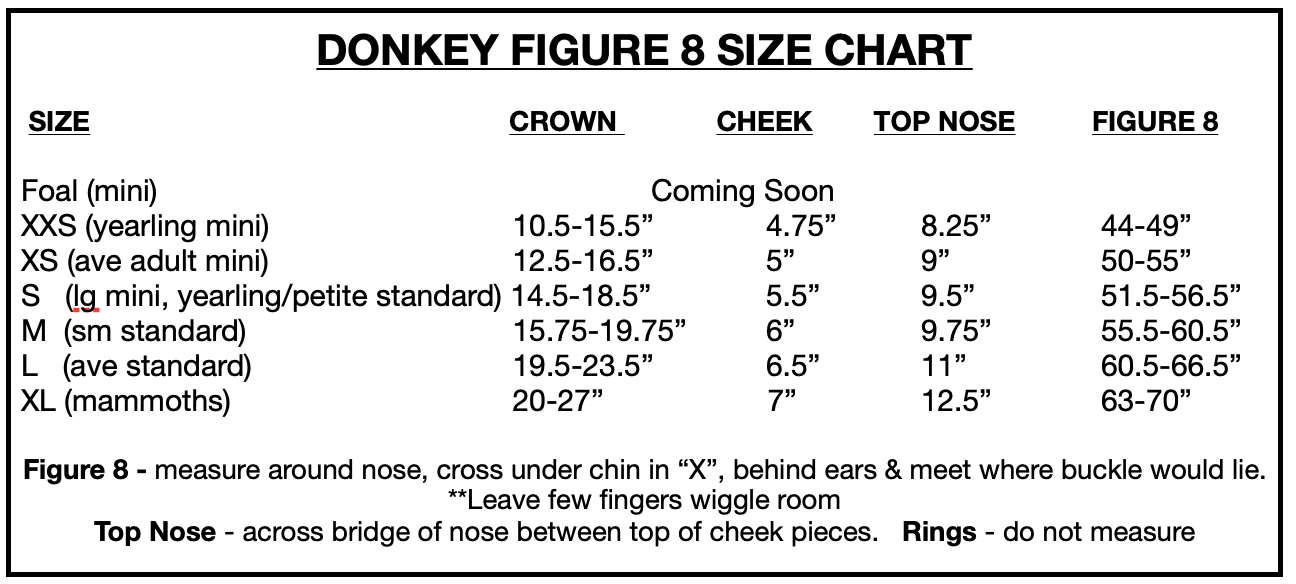Donkey Figure 8 Halter, M, L, XL, Patterns