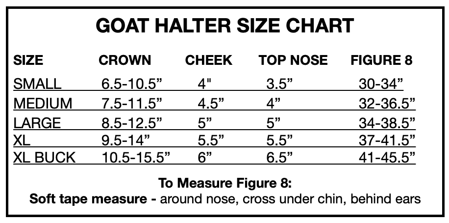 Goat Halter Figure 8, S, M, L, XL, XL Buck, Patterns